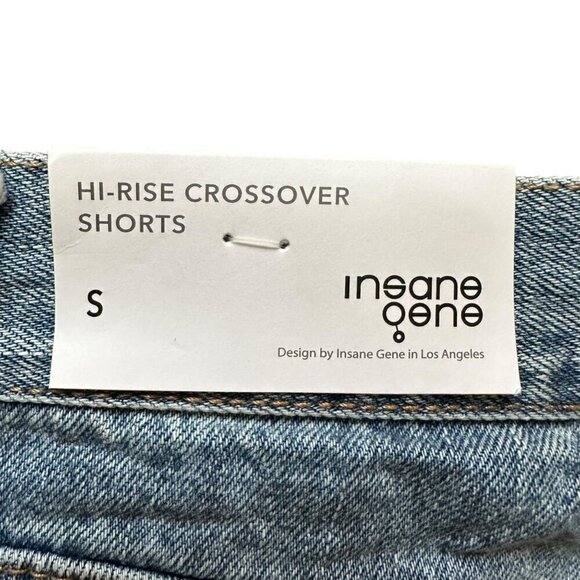 NWT Insane Gene High Rise Crossover Distressed Denim Shorts Cutoff Size Small - Picture 5 of 8